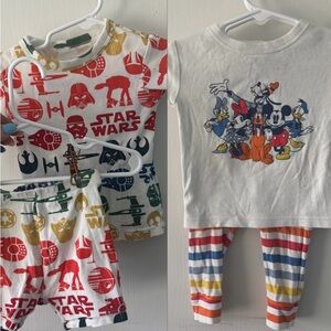 GAP | 12-18M 2-Set Pajama Bundles | Star Wars Rainbow + Mickey Mouse & Friends